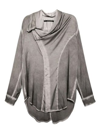 Julius satin wrap-neck shirt - men - Silk/Polyurethane - 1 - Grey