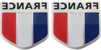 OEM Pegatinas De Banderas Met&aacute;licas - Calcoman&iacute;as Para Coche - Personalizaci&oacute;n De Veh&iacute;culos - Aluminio Duradero - 2 Piezas - Estilo Franc&eacute;s
