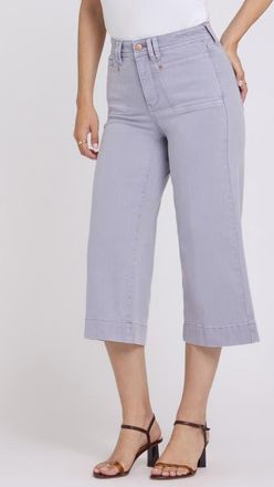 NYDJ Brigitte Patch Pocket High Waist Wide Leg Capri Jeans in Vintage Lavender at Nordstrom, Size 14