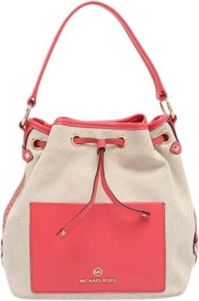 Michael Kors Pre-owned Bucket Bags, female, Beige, Size: ONE SIZE Pre-owned Canvas Bucket Bag