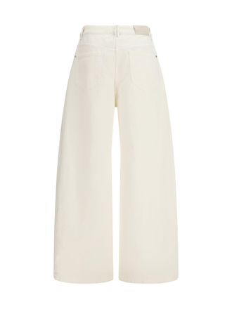 Brunello Cucinelli Wide-Leg Cotton Trousers - Beige