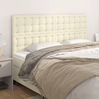vidaXL Cabeceros 4 Unidades Cuero Sint&eacute;tico Color Crema 80x5x78/88cm Vidaxl