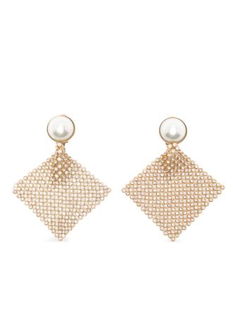 Rosantica Frizz faux-pearl crystal clip-on earrings - Oro