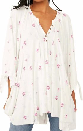 Free People Winter Sun Printed Blouse In Ivory Combo