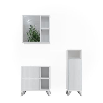 Vicco Conjunto De Muebles De Ba&ntilde;o Leano, Blanco, 3 Partes