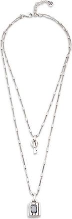 UNOde50 Sterling Silver Plated Metal Alloy Necklace, 2 Chains, Key And Padlock Charms
