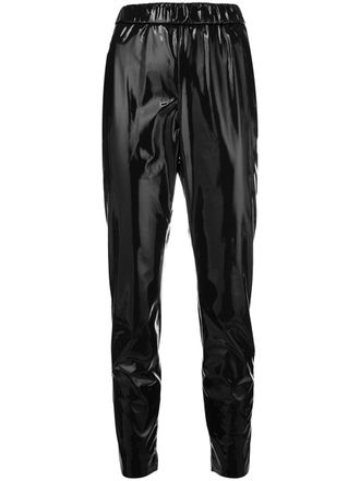 Msgm PVC track pants - women - Polyurethane/Polyester - 38 - Black