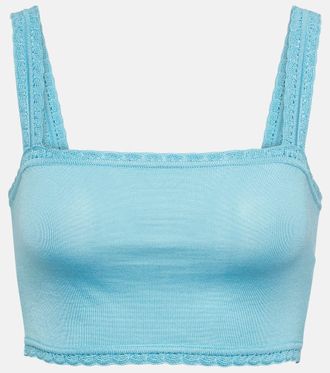 Dolce & Gabbana Top cropped in seta con pizzo