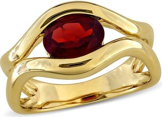 Delmar Garnet Solitaire Wavy Band Ring in Red at Nordstrom Rack, Size 8