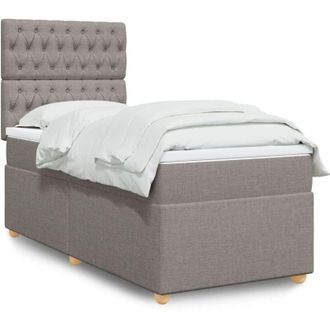 vidaXL Cama Box Spring Con Colch&oacute;n Tela Gris Taupe 90x200 Cm Vidaxl