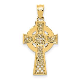 Diamond2Deal 14k Yellow Gold Celtic Cross Pendant