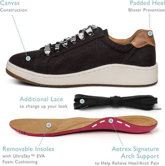 Aetrex Womens Renee Sneaker In Black