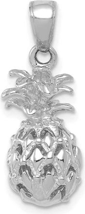 Diamond2Deal 14K White Gold 3D Cut-out Pineapple Pendant