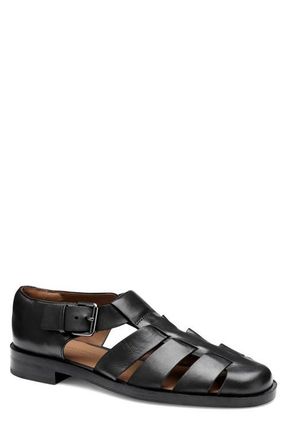 Johnston & Murphy Baldwin Fisherman Sandal in Black Sheepskin at Nordstrom, Size 12