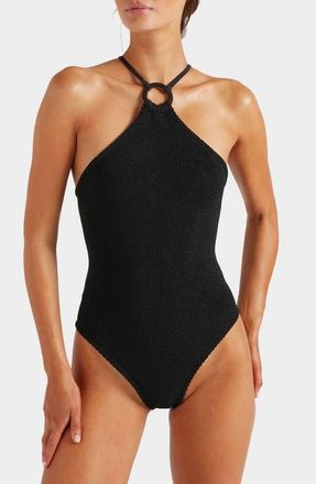 Hunza G Jasmine O-Ring One-Piece Swimsuit in Black at Nordstrom