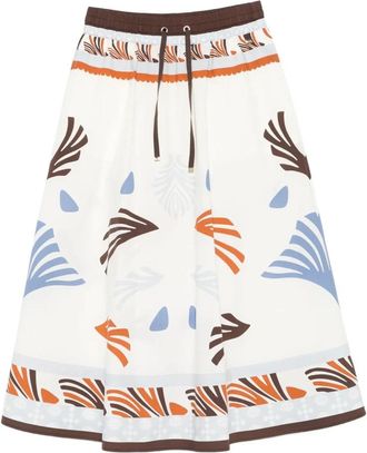 Herno Rok in katoen met zomerprint - Dames - Midirokken - Veelkleurig - M - Katoen - Rokken