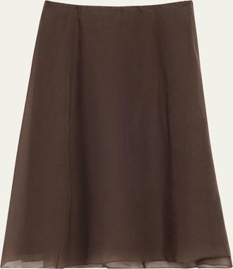Brunello Cucinelli Crispy Silk Chiffon Midi Skirt