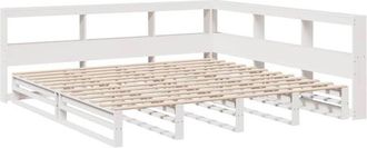 vidaXL Vidaxl - Cama Con Estanter&iacute;a Sin Colch&oacute;n Madera Maciza Blanca 180x200 Cm