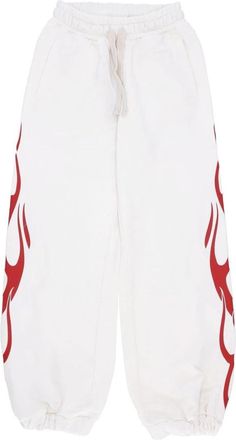 Vision Of Super Vlammenprint Lichtgewicht Trainingsbroek - Dames - Sweatpants - Wit - L - Katoen - Broeken