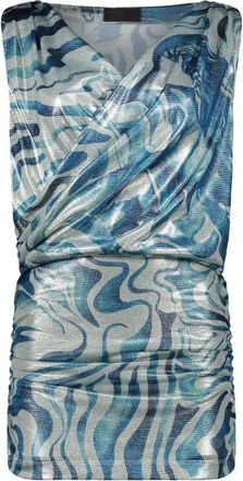 Alberta Ferretti Gekruiste V-hals Minijurk - Dames - Blouses - Veelkleurig - S - Leer - Overhemden