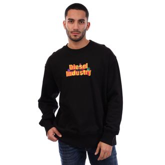 Diesel Mens S-Macs Crew Neck Sweatshirt in Black Cotton - Size X-Large