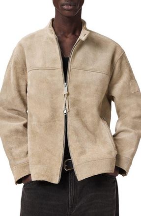 AllSaints Felix Suede Racer Jacket in Dune Brown at Nordstrom, Size Xx-Large
