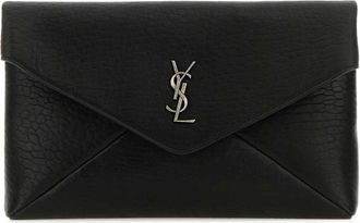 Saint Laurent Black Leather Large Cassandre Pouch