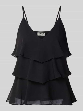 Only Regular Fit Tr&auml;gertop mit Vollants Modell LINN in Black, Gr&ouml;&szlig;e XL