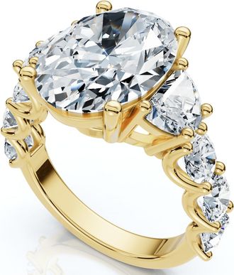 Pompeii3 Certified 7 1/2Ct Laura Diamond Engagement Ring (5Ct Center) 14k Gold Lab Grown
