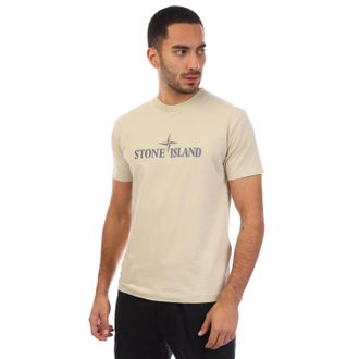 Stone Island Mens Stone Island Institutional Three Print T-Shirt in Oatmeal
