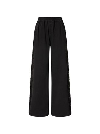Pinko Black Palco Lace-Detail Wide-Leg Tailored Pants
