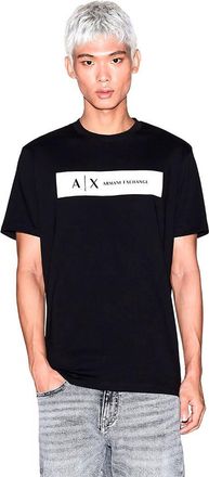 A|X Armani Exchange Mens Short Sleeve Contrast Logo T-Shirt Black XS, Black, XS