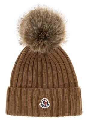 Moncler Brown Logo Knitted Beanie Cap