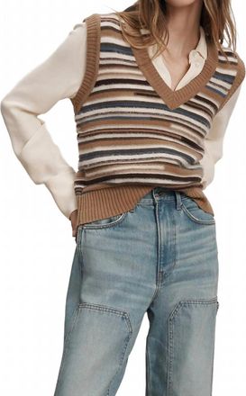Veronica Beard Helenka Wool Sweater Vest In Dark Acorn Multi