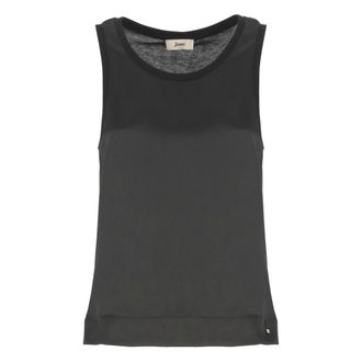 Herno Sleeveless Tops, female, Black, Size: L Black Crew Neck Sleeveless Top