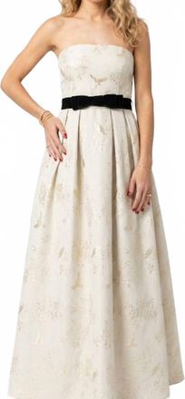 Mabel the Belt Strapless Dress With Bow Accent In Gold /black