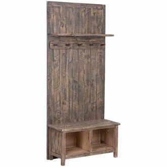 Wanderlust Deco Recibidor Con Banqueta De Madera Marr&oacute;n 88x39x200h Cm