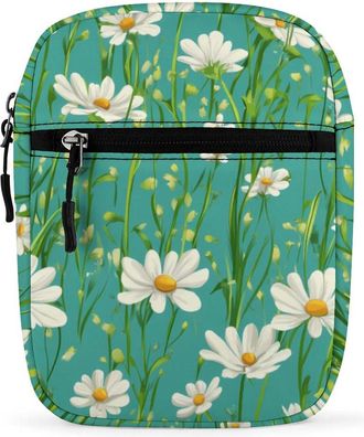 Generic Wild White Flowers Crossbody Bag Adjustable Satchel Cute Shoulder Bag Lightweight Sling Bags