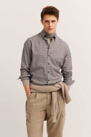 Bugatti Langarmhemd BUGATTI Easy Care, Herren, Gr. XXL, Normalgr&ouml;ssen, 90, braun, 100% Baumwolle, kariert, normal, eckige 2-Knopf-Manschette, Hemden Langarmhe