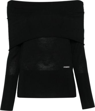 Pinko Lampedusa Truien - Dames - Ronde hals truien - Zwart - L - Wol - Truien & Vesten