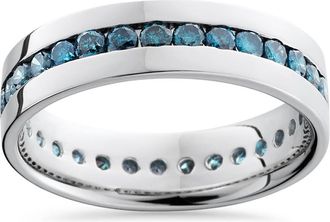 Pompeii3 1 1/5ct Blue Diamond Channel Set Eternity Ring 14K White Gold Comfort Fit