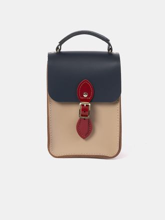 The Cambridge Satchel Company The Mini Binocular Bag - Mushroom, Navy & Red Patent