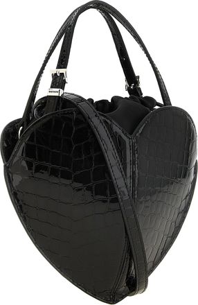 Rotate Leather Top Handle Bag - Black