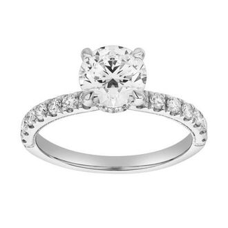 LuvMyJewelry Aurielle 14K Gold Round Cut Hidden Halo Lab Grown Diamond Engagement Ring - 2 Ct in 14K White Gold at Nordstrom, Size 7