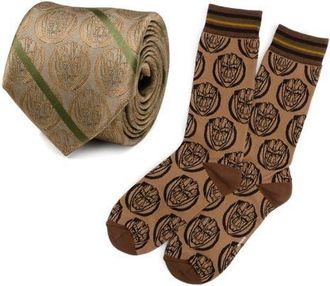 Cufflinks Inc. Guardians of the Galaxy Groot Tie & Crew Socks Set in Tan at Nordstrom