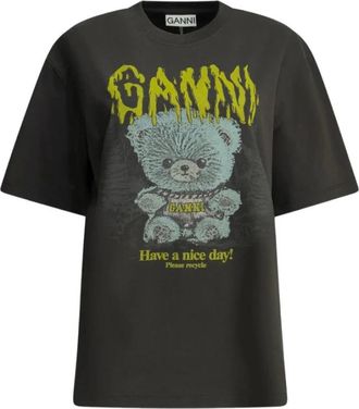 Ganni Dames, Tops, Zwart, Maat: S Katoen