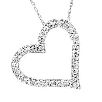 Pompeii3 1/2 ct Real Diamond Heart Shape Pendant 14k White Gold Necklace