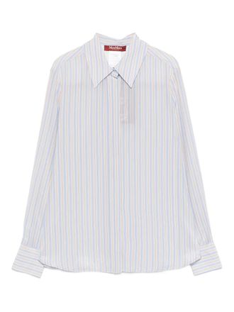 Max Mara striped long-sleeve shirt - women - Silk - 46 - Blue