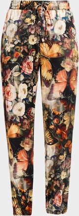 Johnny Was Genora Tapered Floral-Print Jogger Pants