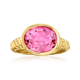 Ross-Simons Pink Topaz Ring in 18kt Gold Over Sterling
